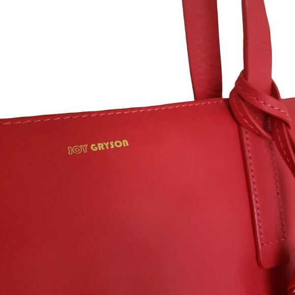 Joy Gryson Genuine Leather Oversized Tote Travel Shopper Bag Red - Picture 4 of 14